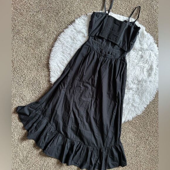 Joie Clorinda Dress Tie Front Cut Out Back High Low Black Womens Size 0 - Picture 2 of 10